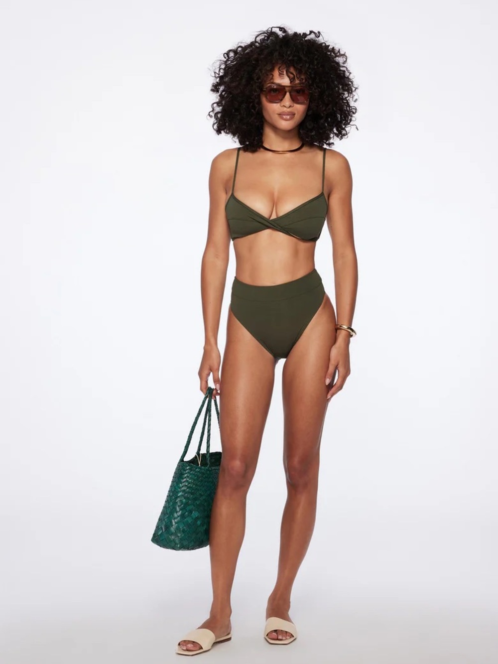 🌿 NWT Tropic of C Infinity Top (S) & Venus Bottom (L) Set - Olive Compression